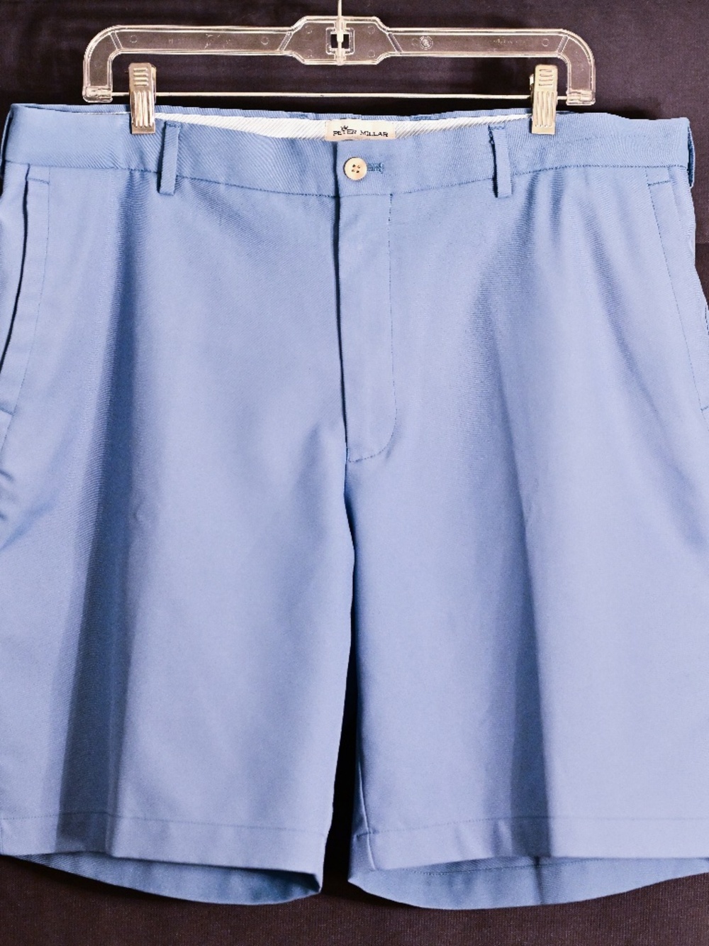 Men's Peter Millar Salem High Drape Light Blue Performance Shorts Waist Size 38